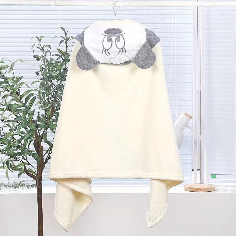 Soft Coral Fleece Kids Hooded Bathrobe Quick Dry Absorbent Baby Towel|Children's Bathrobes & Towels