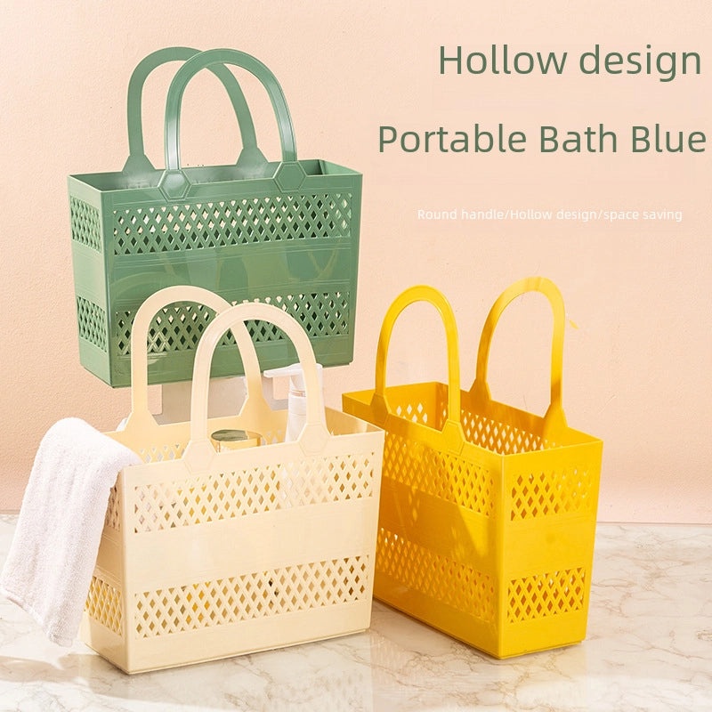 Large Plastic Hand-held Bathroom Storage Basket Hollow Laundry Basket|Home Storage & Organization
