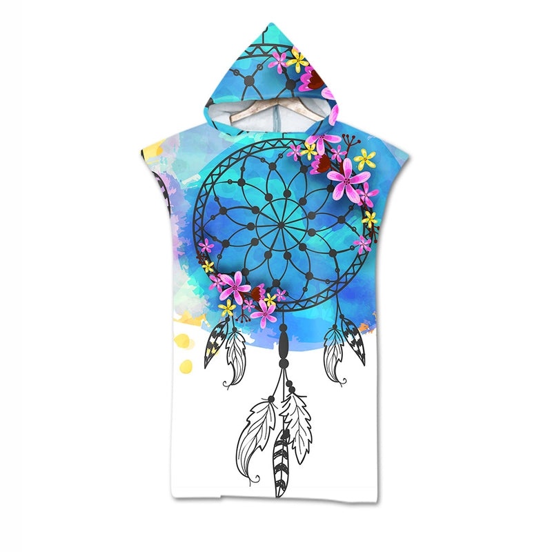 Geometric Print Hooded Beach Towel for Adults Soft Absorbent Cloak Bath Towels|Bath & Beach Towels