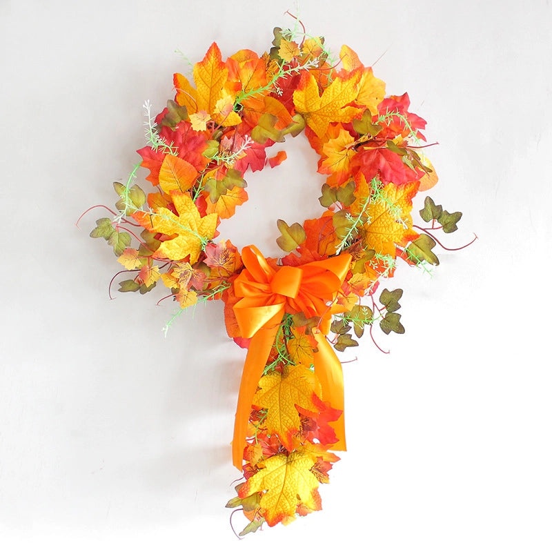 Autumn Maple Leaf Wreath for Door Decoration | Home Decor & Seasonal Accessories