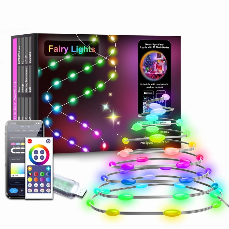 Tuya Smart LED String Lights with Leather Wire, Wifi Control, Magic Color Changing for Christmas Party Decorations|Home & Garden Lighting