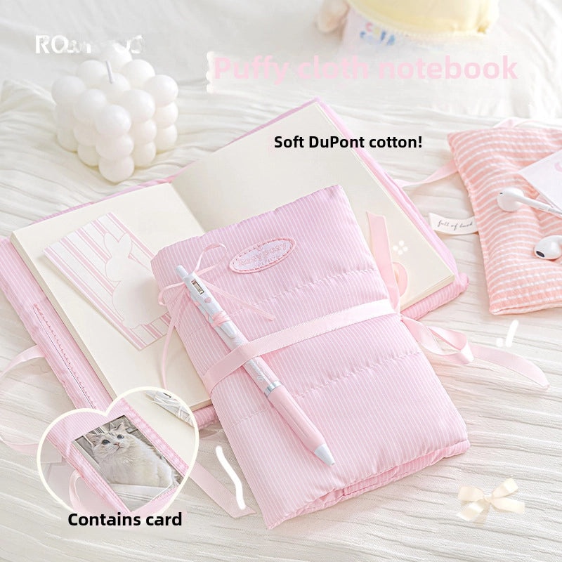 RosyPosy Soft Fluffy Cotton-filled Hand Account Book with Strap and Small Cards for DIY Budgeting|Handmade Stationery