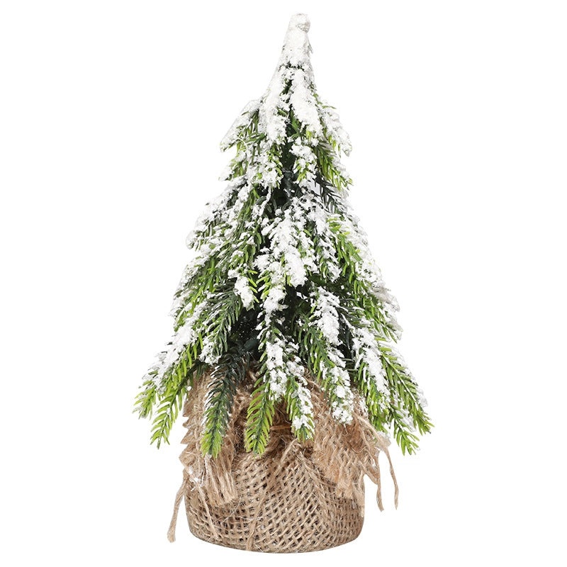 Mini Flocked Christmas Tree Desktop Decor Small Holiday Scene Prop|Home Decor & Seasonal Decorations