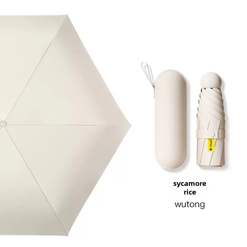 60% Foldable Sun Umbrella Women’s UV Protection Compact Portable Sunscreen Rainproof Dual-Use Mini Card Pocket|Umbrellas & Sun Protection