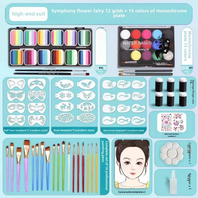 12-Color Face Paint Set for Kids Water-Soluble Safe Halloween Body Makeup|Children's Face Paint & Body Art
