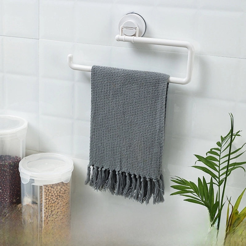 Bathroom Towel and Kitchen Paper Storage Rack with Suction Cups, Punch-free Toilet Paper Holder Hook | Home Organization