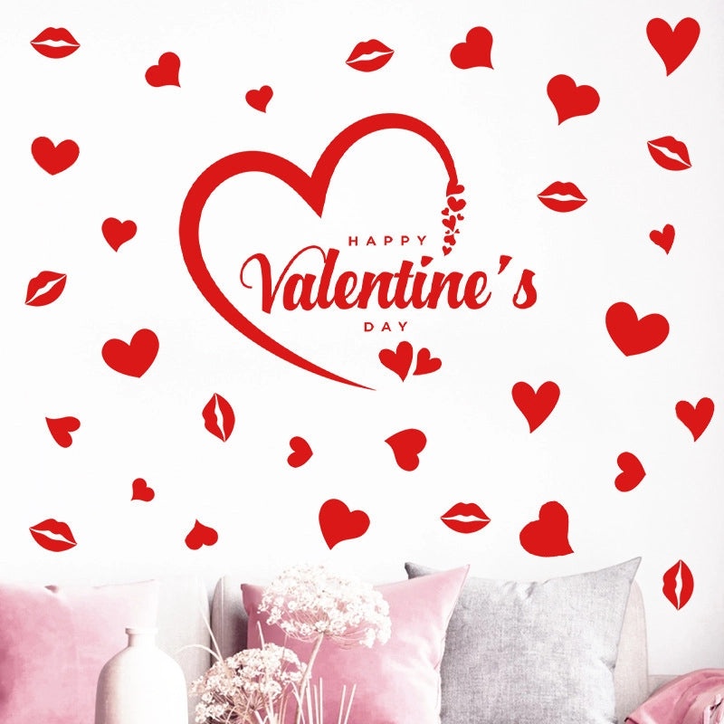 Valentine's Day Heart Shaped PVC Wall Sticker for Casual Home Decor|Home Decor