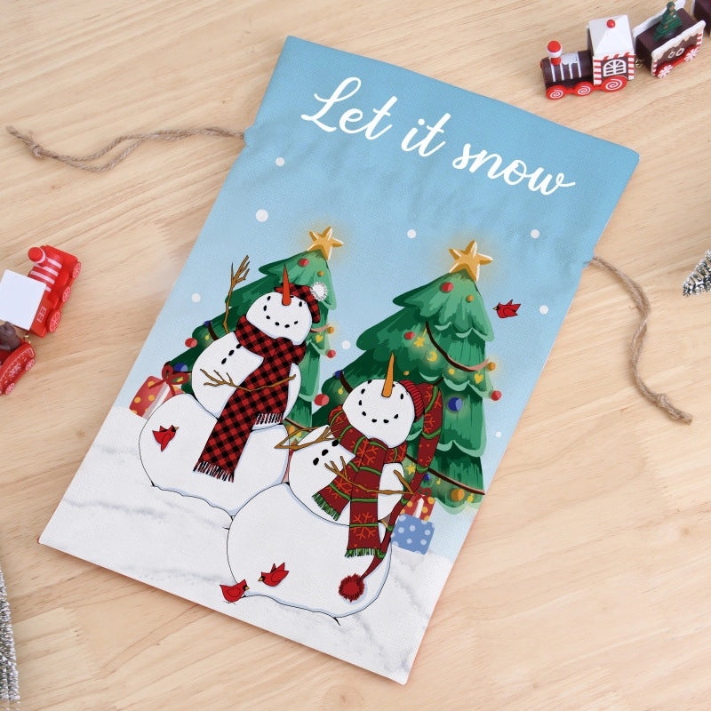 Nordic Christmas Party Gift Bags with Cute Tree Snowman and Snowflake Design|Holiday Gift Bags