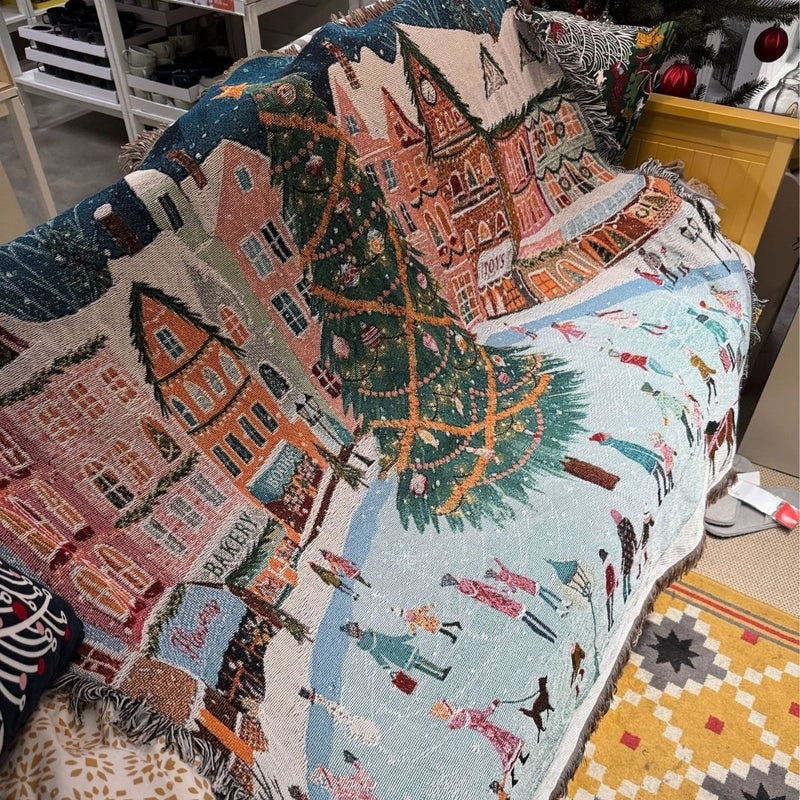 Elegant Christmas Stripe Cotton Blanket for Couch & Sofa Decor | Home Textiles & Blankets