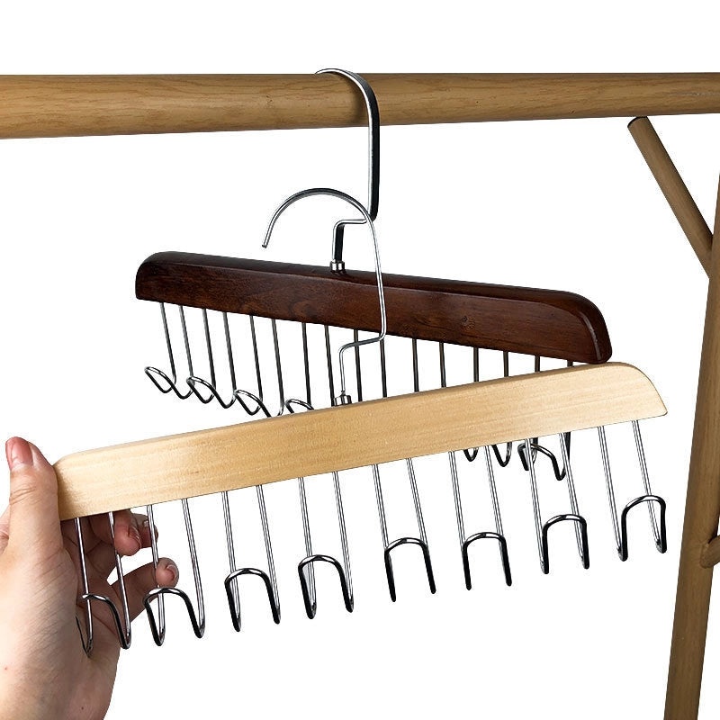 Multi-functional Solid Wood Clothes Hanger with Hooks for Underwear, Vests, Ties | Home Storage & Organization