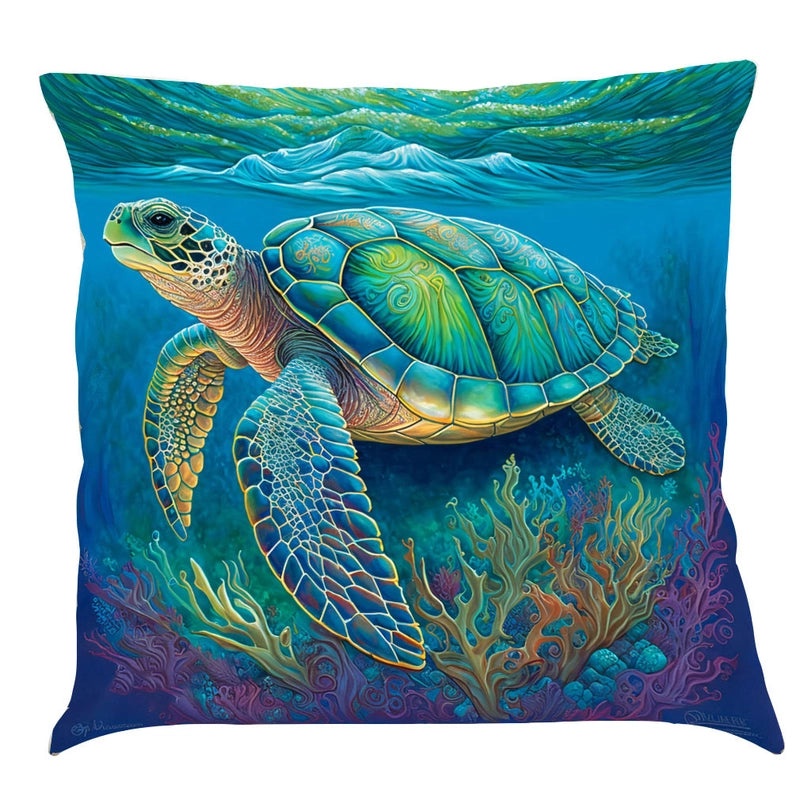 Ocean Series Cotton Linen Car Pillowcase with Creative Print for Car Interior|Home & Living > Home Decor > Pillows & Cushion Covers