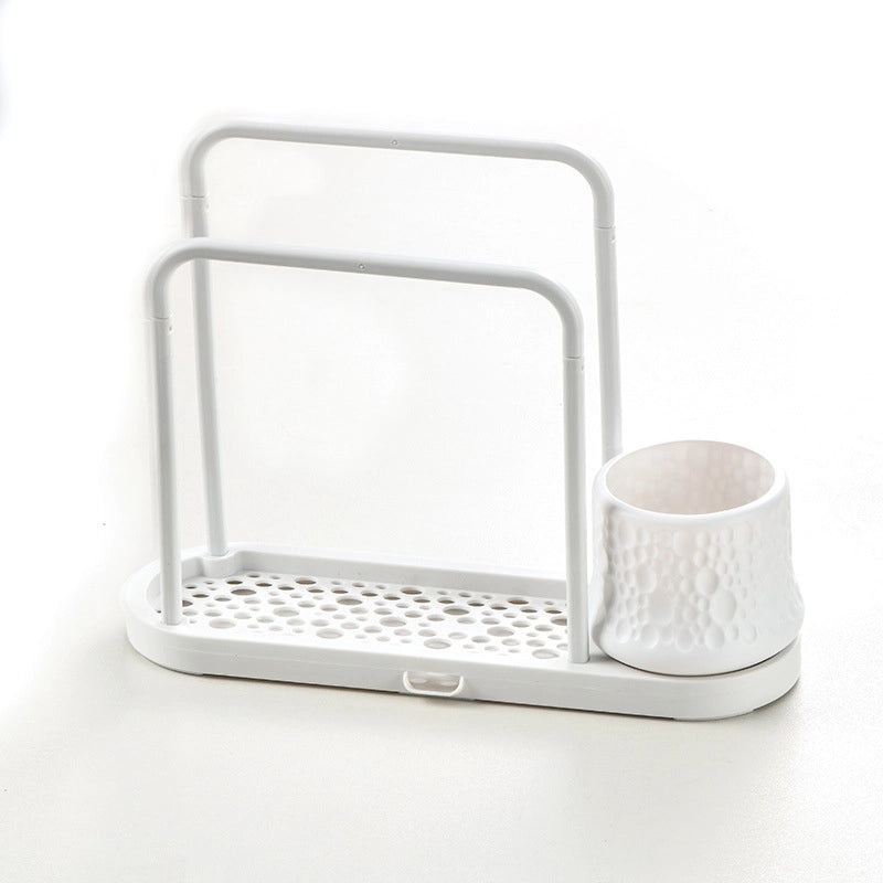 Punch-Free Sink Draining Rack with Steel Ball Sponge Holder for Kitchen Cleaning Supplies | Kitchen Storage