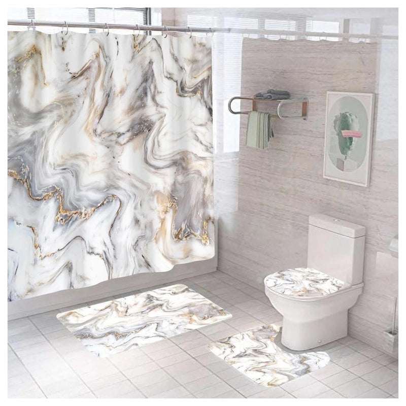 Modern Marble Pattern Polyester Shower Curtain for Bathroom|Bath & Shower Curtains