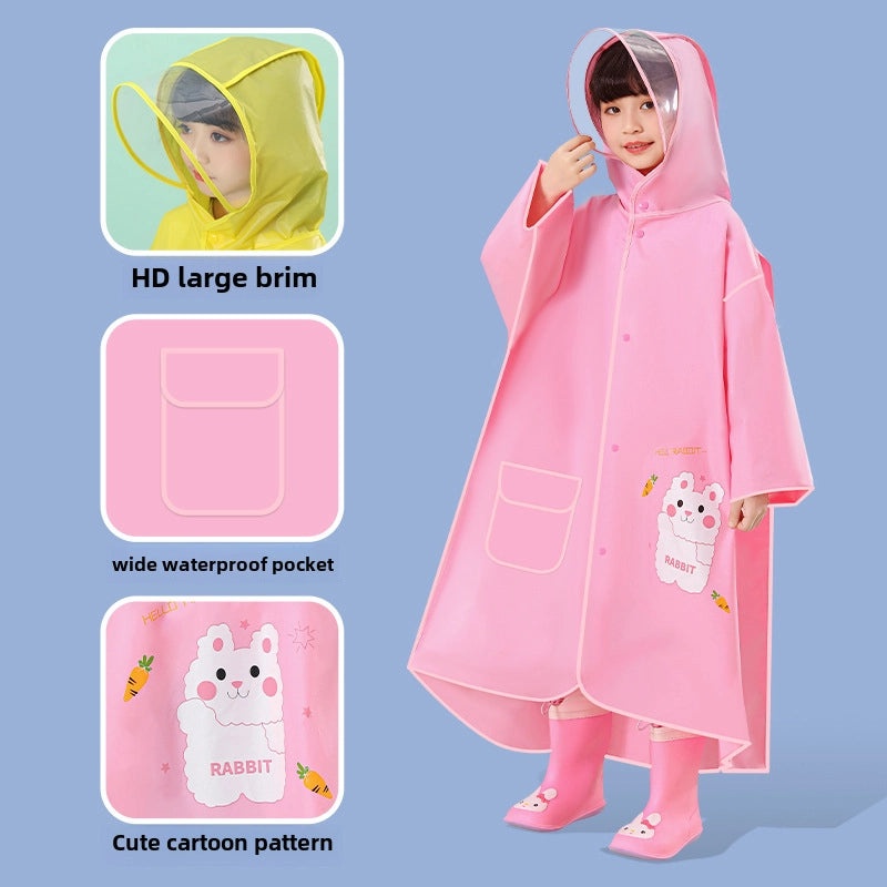 Kids EVA Raincoat with Backpack Slot Cartoon School Poncho for Boys and Girls Full Body Waterproof Outerwear|Children's Raincoats