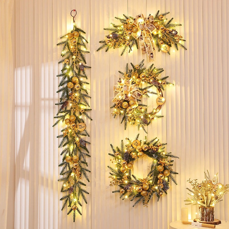 2022 New Christmas Golden Rattan Garland Door and Wall Hanging Decoration Fast Delivery|Home Decor & Holiday Decorations