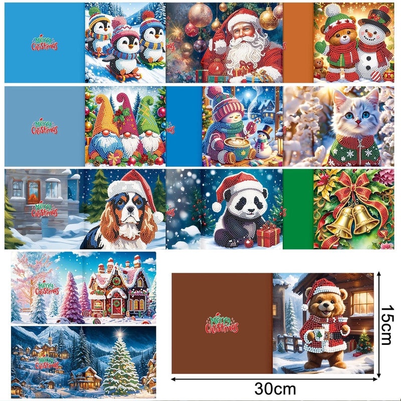 Christmas Diamond Painting DIY Greeting Card with Stickers and Hand Drill | Craft Supplies