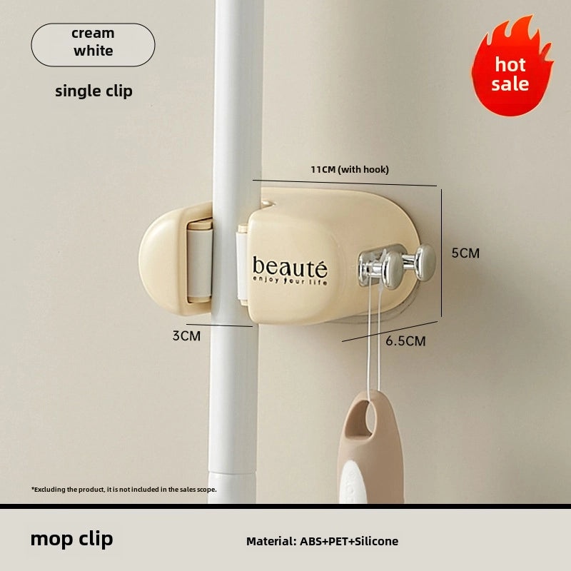 Punch-free Mop Clip Strong Adhesive Wall Hook for Bathroom Storage|Home & Kitchen Storage Accessories