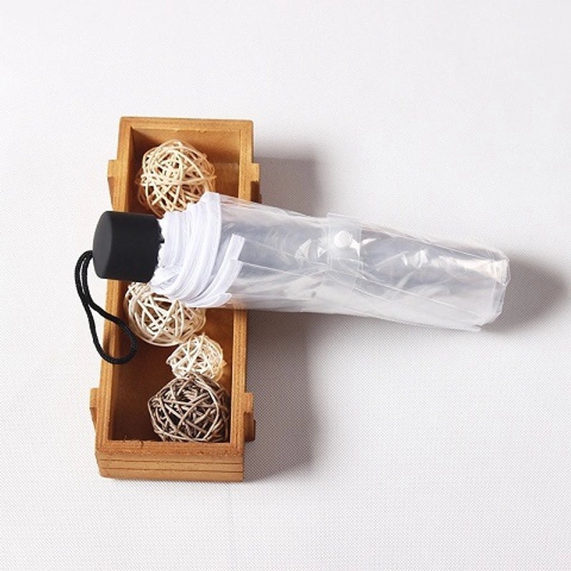 Transparent Folding Umbrella Full Automatic Clear Rain Umbrella Custom Logo Print Promotional Supplies|Umbrellas & Rain Gear