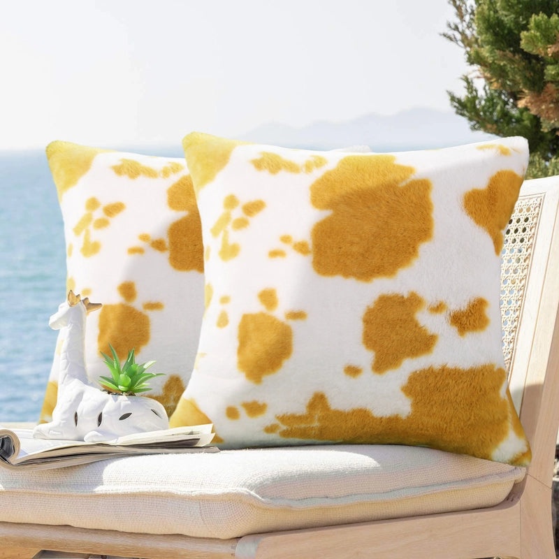 Cow Print Plush Pillowcase Soft Velvet Sofa and Car Cushion Cover|Home Decor & Cushions