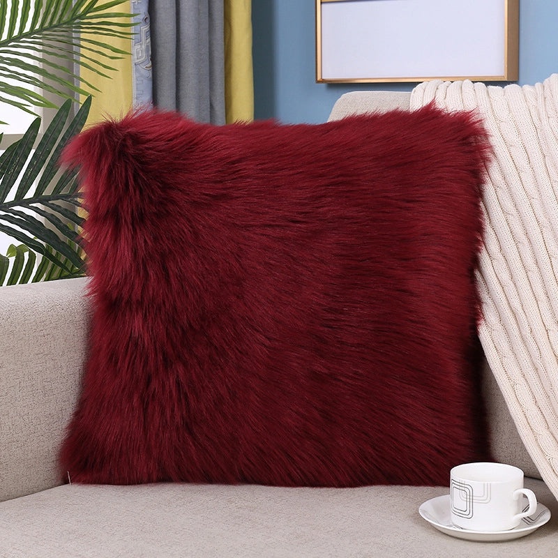 Nordic Plush Pillow Soft Solid Color Faux Wool Cushion Cover for Sofa Bedside Decorative Cushion|Home Decor Cushions
