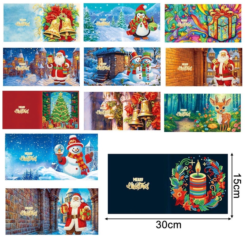 Christmas Diamond Painting DIY Greeting Card with Stickers and Hand Drill | Craft Supplies