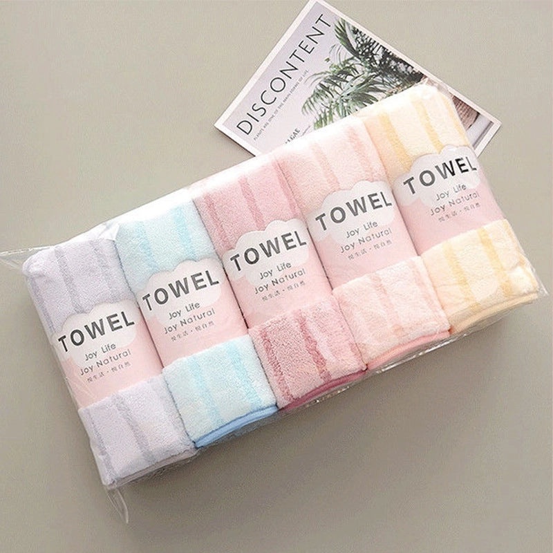 Coral Velvet Thick Absorbent Striped Face Towel Set | Home & Bath Towels
