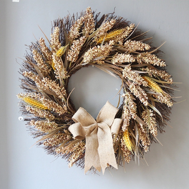 50cm Thanksgiving Wheat Garland Rattan Ring Harvest Festival Home Decor|Home Decorations