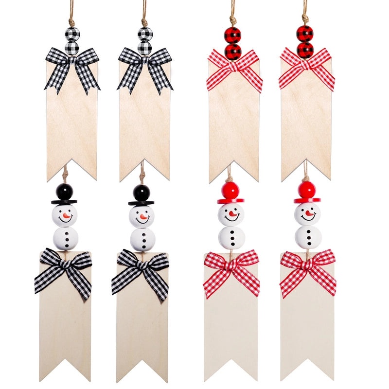 Nordic Christmas Snowman Bow Knot Wooden Hanging Ornament for Festival Party Decoration|Home Decor Ornaments