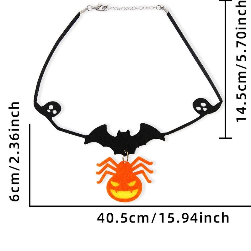 Halloween Spider Bat Skull Necklace Felt Pendant Funny Cool Party Accessory|Jewelry & Accessories