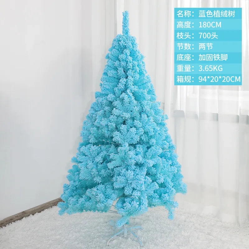 PVC Christmas Tree in Pink Blue Flocking Cedar 60-180cm Desktop Mall Decoration|Holiday Decor