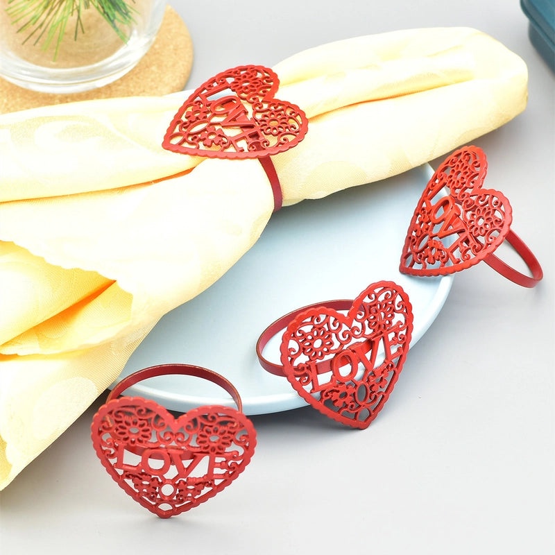 Elegant Red Heart Alloy Date Decoration for Valentine's Day | Home Decor