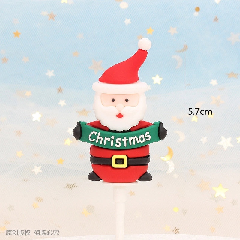 Christmas Cake Decoration Set Soft Glue Plug-in Christmas Tree Santa Snowman Reindeer Holiday Decor|Christmas Cake Decorations