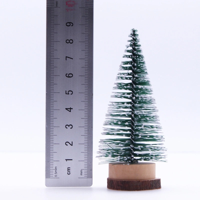 Mini Christmas Tree with Snow and Leather Base | Holiday Desktop & Window Decoration | Christmas Decor | Small Pine Needle Simulation Tree|Home D