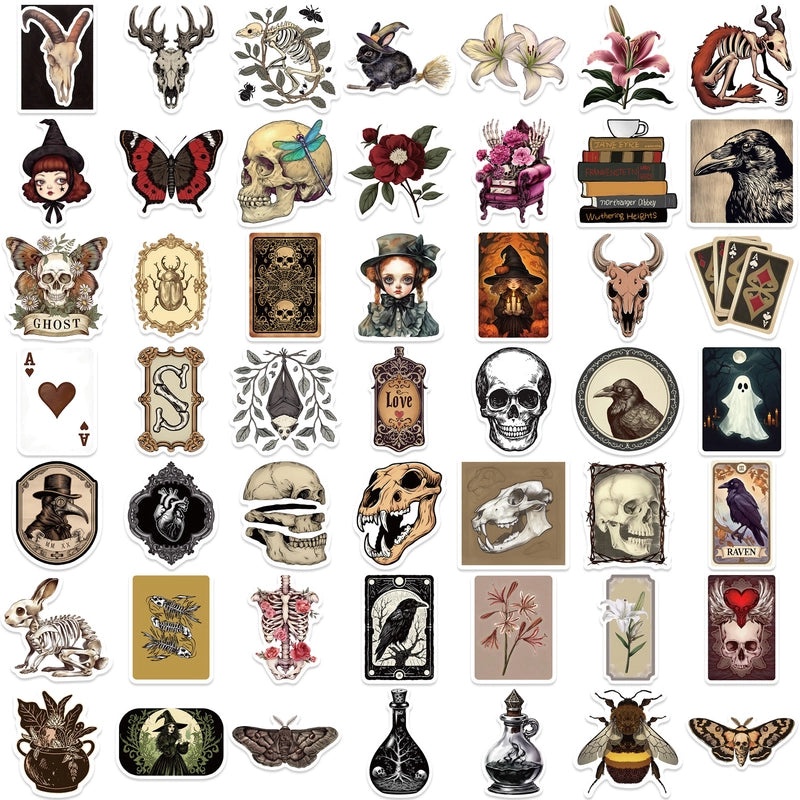 Skull Themed PVC Self-Adhesive Minimalist Sticker Set | Home Decor Stickers