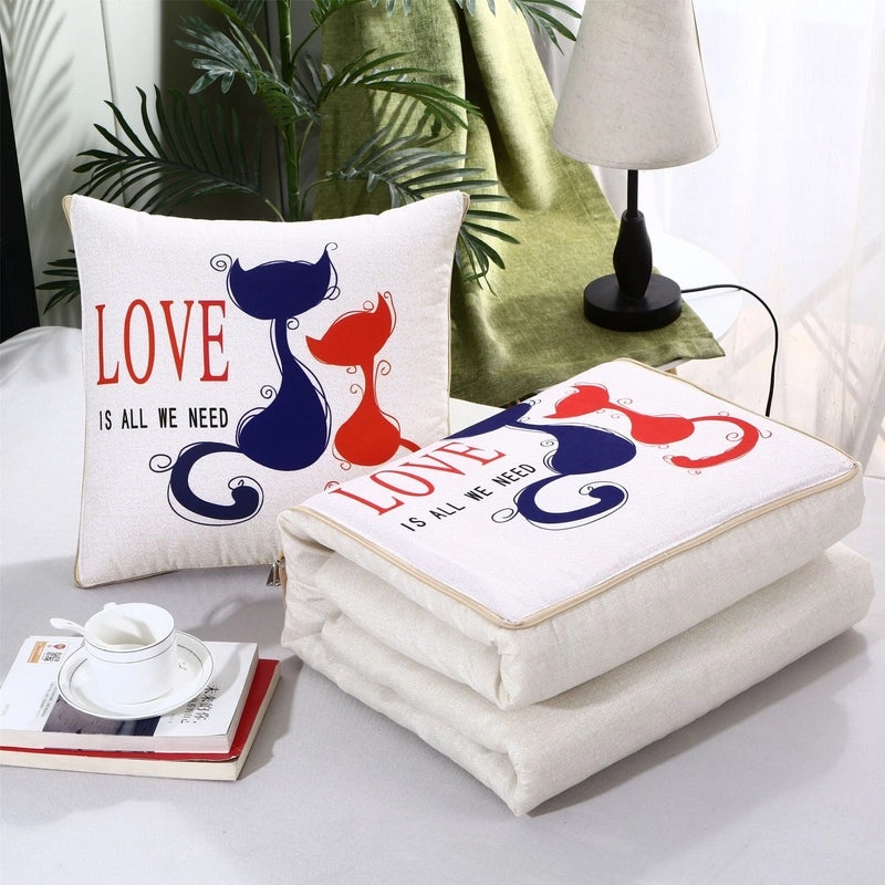 Custom Logo Pillow Quilt Dual-use Car Cushion & Sleeping Blanket Four-season Thin Blanket Gift Printing|汽车配件