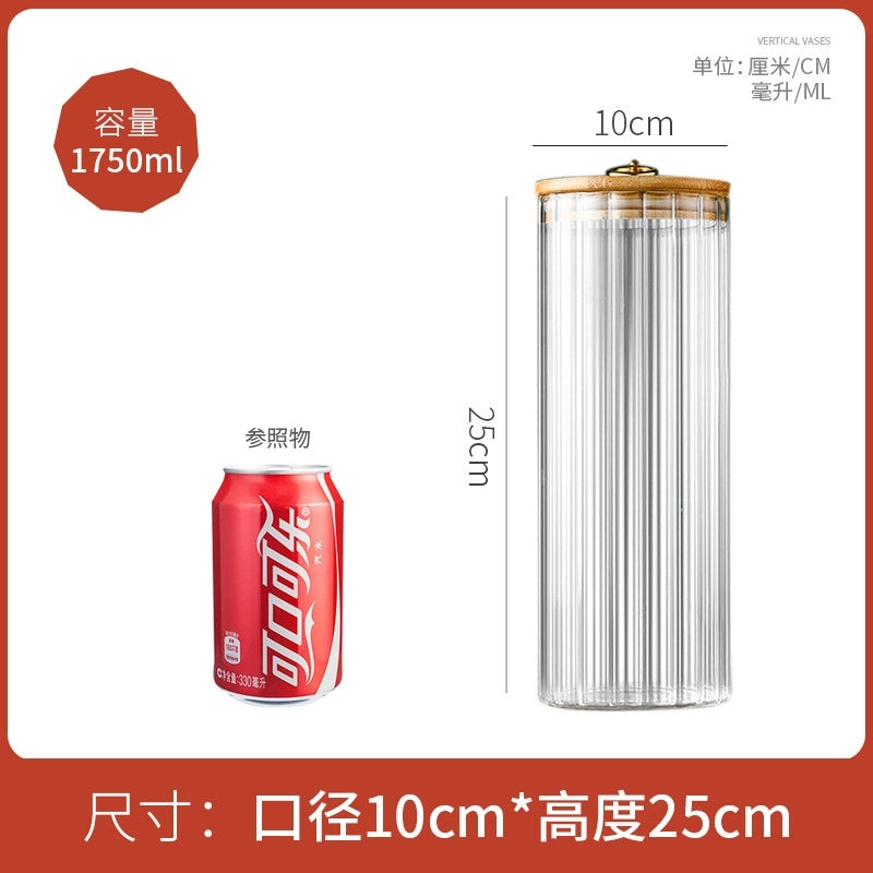 Elegant Striped Glass Storage Tank for Casual Chinoiserie Style|Home Storage & Organization