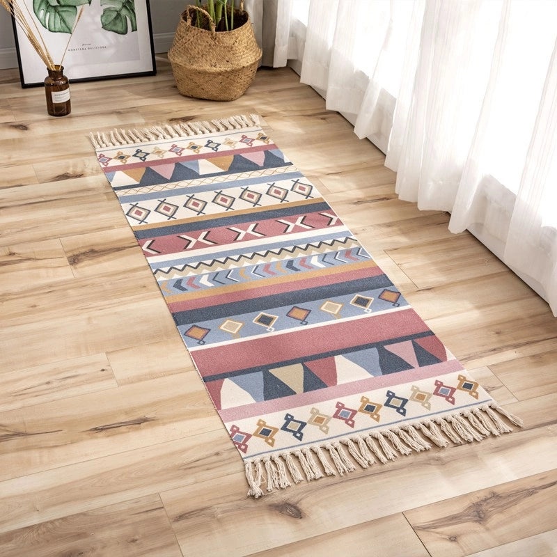 Ethnic Geometric Letter Flower Cotton Bath Mat|Home Decor & Bath Accessories