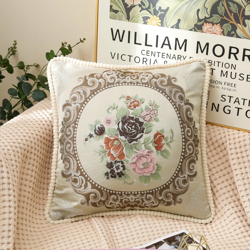 Elegant Floral Polyester Throw Pillow Cover|Home Decor Pillows