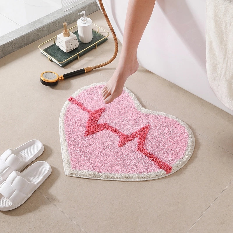 Valentine's Day Casual Elegant Heart-Shaped Polyester Bath Mat|Home Decor&Bathroom Accessories