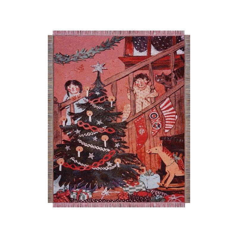 Elegant Christmas Stripe Cotton Blanket for Couch & Sofa Decor | Home Textiles & Blankets