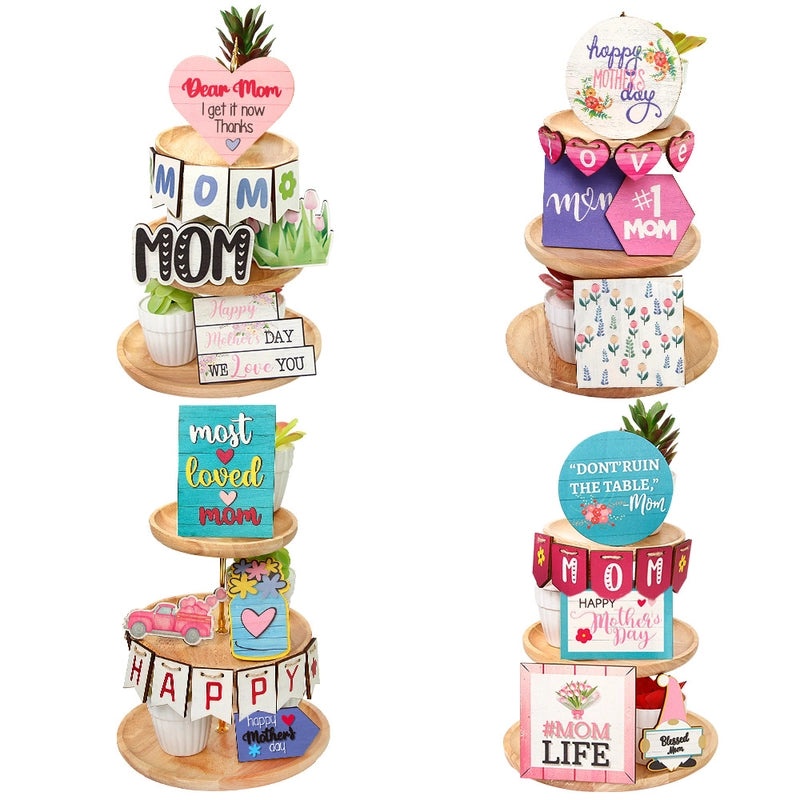 Mother's Day Heart Letter Wooden Family Gathering Festival Ornaments Party Decorations 1 Set|Home Decor & Party Supplies