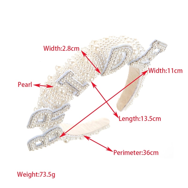 Elegant Pearl Letter Inlay Hair Band|Hair Accessories