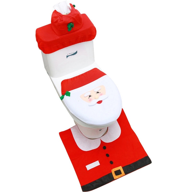 Christmas Snowman Toilet Decoration Set Three-Piece for Elderly | Home & Kitchen Decor