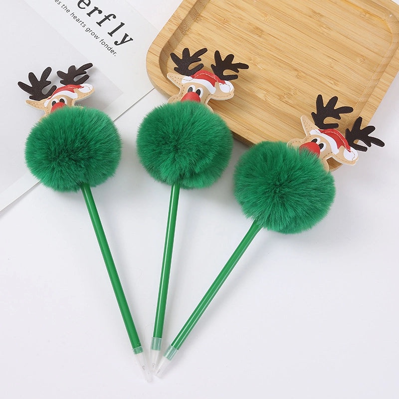 Cute Elk Christmas Ballpoint Pen with Hairball | Stationery & Office Supplies