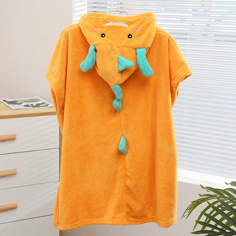 Kids Hooded Dinosaur Bath Towel Soft Absorbent Baby Bathrobe Cute Wearable Cape|Baby & Kids Bath Accessories