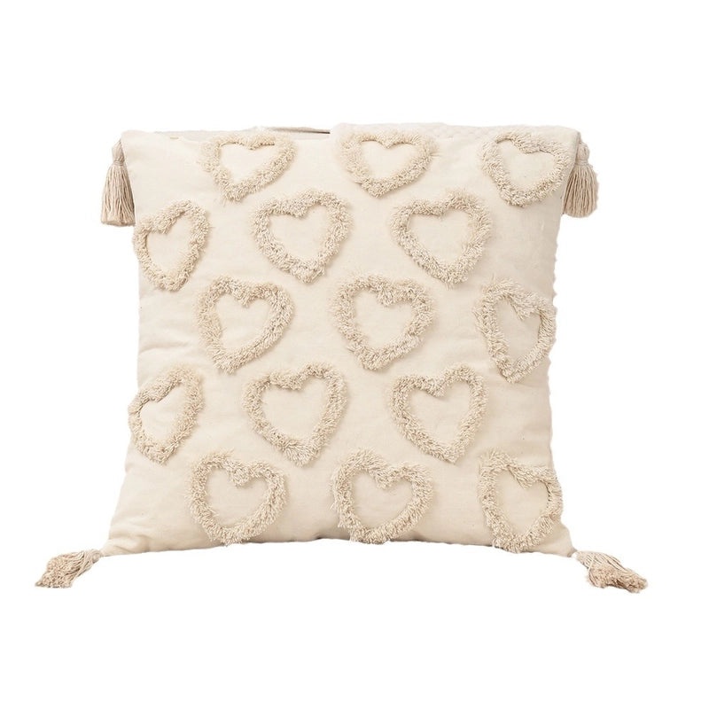 Nordic Heart-Shaped Polyester Cotton Throw Pillow Cover for Couch & Sofa Decor | Home Decor & Pillows