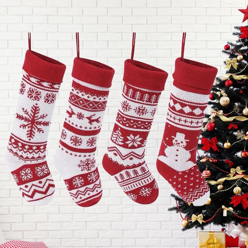 Cartoon Knitted Wool Christmas Socks Wall Hanging Pendant for Home Decoration|Home Decor