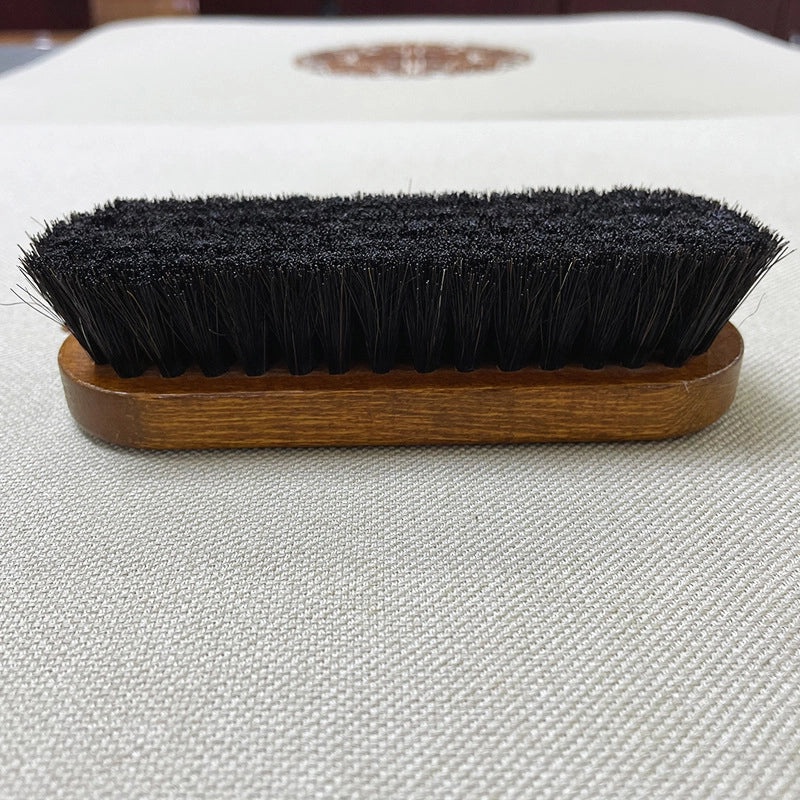 Wooden Handle Shoe Brush with Beech Wood and Horsehair for Leather and Suede Polishing | Shoe Care & Cleaning Tools