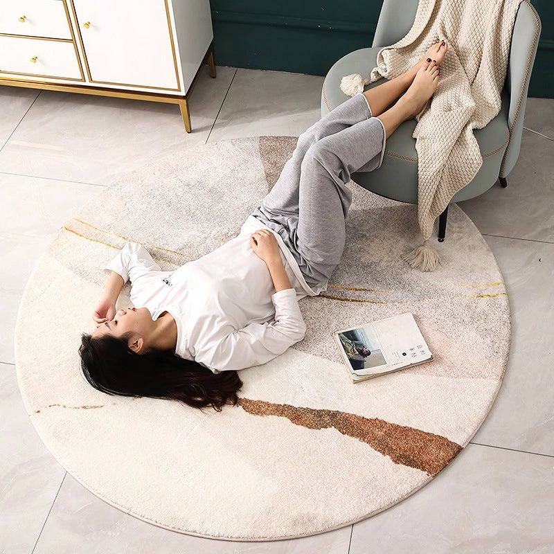 Nordic Minimalist Washable Round Carpet for Computer Chair Soft Luxury Study Bedroom Rug|Home Decor Rugs