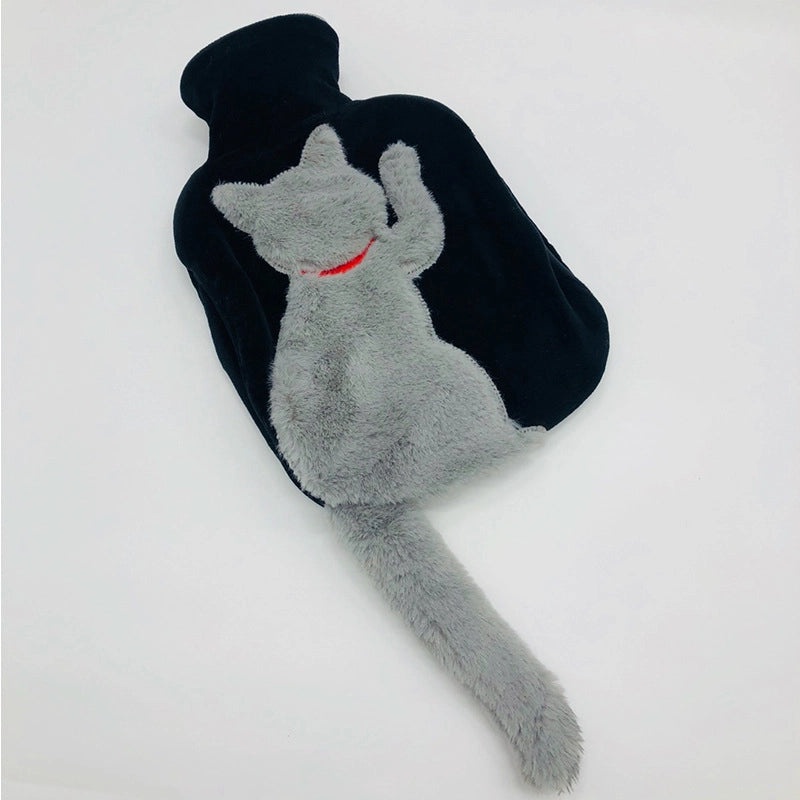 Cute Rabbit Tail Hot Water Bag Water Injection Plush PVC Hand Warmer Removable Cover|Home & Living - Heating & Cooling